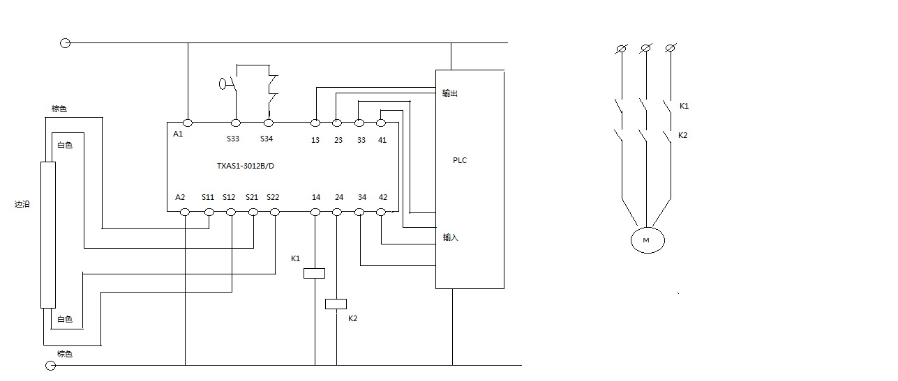 TXAS1-3012B安全继电器接线图（监控安全地毯）